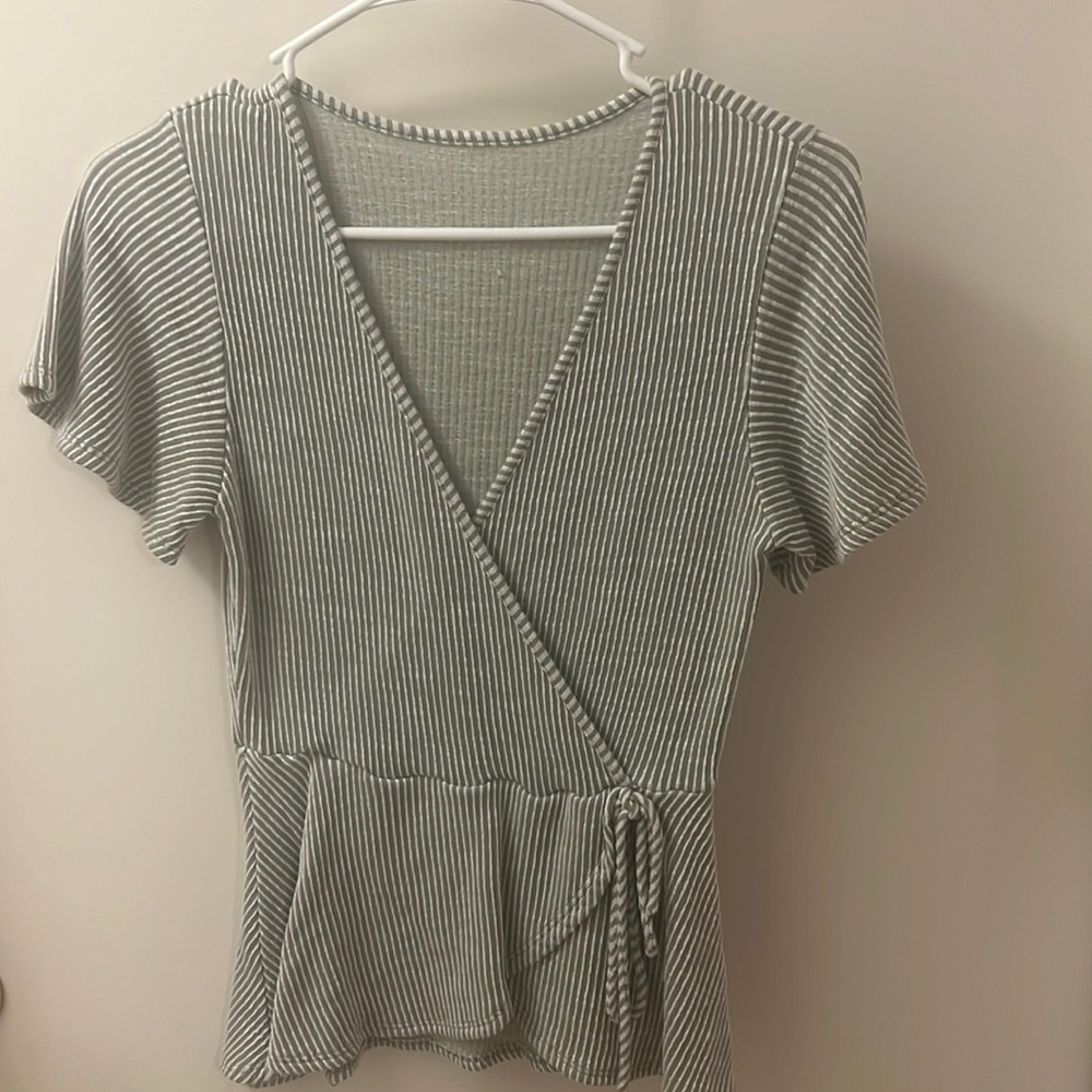 Striped peplum top medium